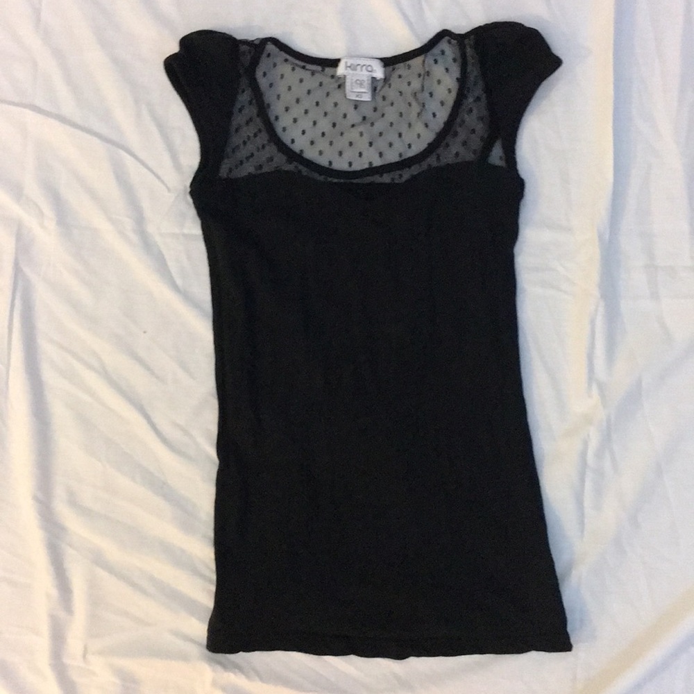 Kirra black top with sheer details above chest